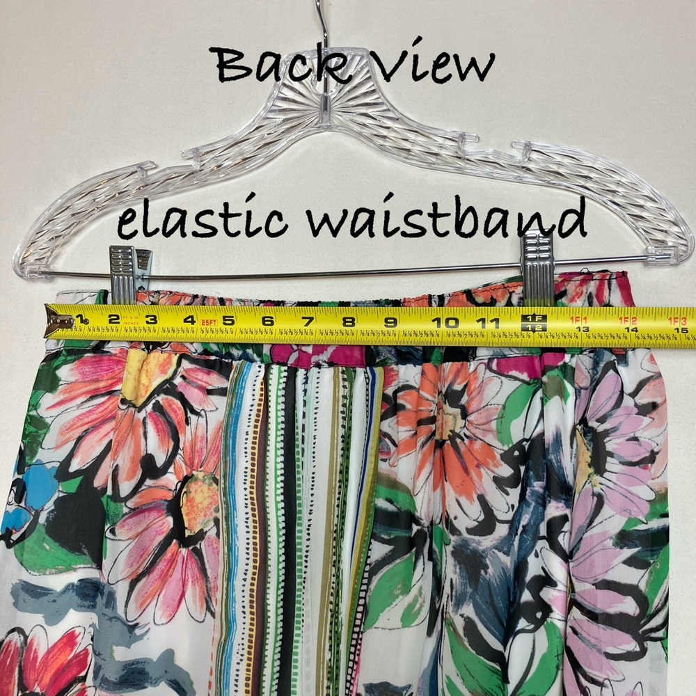 📦💐White Multi Floral & Stripe Ruffle Hem Skirt Sz Small 📦DISCOUNTED SHIPPING - Picture 6 of 10